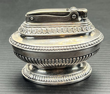 Vintage Ronson Queen Anne Silver Plate Table Lighter 1950s Ornate Wick USA picture