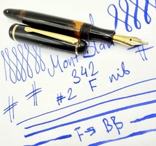 CELLULOID MONTBLANC 342 Fountain Pen-F Nib- CORK GASKET-RESTORED-Piston- 342 344 picture