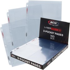BCW Laserweld 3-Pocket 4x6 Photo Sleeves for 3 Ring Binder - 100 Count picture