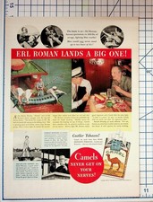 1951 Camel Cigarettes Ad Erl Roman Fishing Marlins Vintage Tobacco Ephemera picture