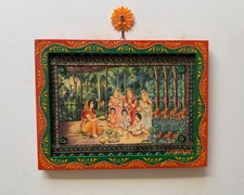 Vintage Art Photo Framed: Sati Anasuya with Tridev Brahma Vishnu Mahesh - 9x12