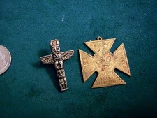 Antique Knights Templar 1907 Saratoga Springs NY Fraternal Pendant & Totem Pole? picture