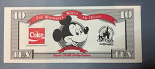 1987 $10 Disney Dollar Coca-Cola Commemorative Note Uncirculated picture