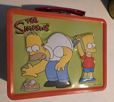 Vintage 2000 Metal Simpsons Lunch Box / Thermos w/ Homer Bart El Barto & Bullies picture