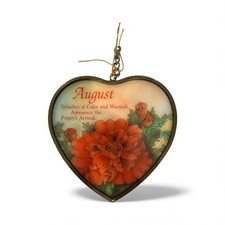 Vintage Framed Sun Catcher Month Of August Flower - Poppy Poppies Via Vermont picture