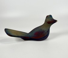 Signed Jeremy Diller Raku Pottery Bird Figurine iridescent Quail southwest EUC picture