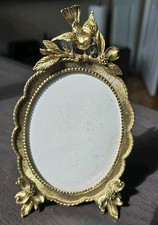 Vintage Matson Ornate Gold Bronze Bird Oval Photo Frame  Signed picture