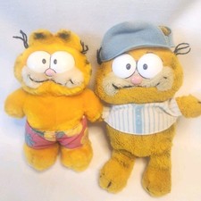 Vintage, 1980s Dakin Garfield plush toys Wave Rider Surfer Baseball Player picture