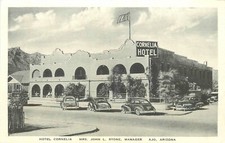 1930s Ajo California Hotel Cornelia occupation autos Albertype Postcard 25-4224 picture