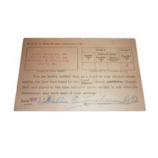 Vintage 1918 WWI War Dept Draft Notification Card Baltimore MD Local Board 20 picture