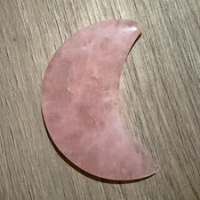 Rose Quartz Crescent Moon Crystal Carving Decor Piece Approx 4 in picture