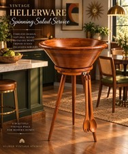 Vintage 1970s Hellerware 18” Spinning Salad Bowl Tripod Stand MCM Servers picture