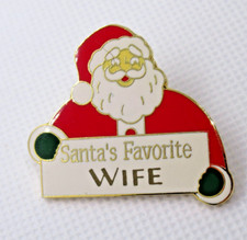 Vintage 1997 Santa’s Favorite Wife Lapel Pin Christmas Humor Gold Tone picture