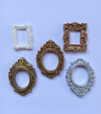 5 Pcs Miniature Picture Frames Vintage Dollhouse Photo Frames with Ornate Golden picture