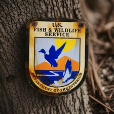 Vintage Wildlife Refuge Porcelain Sign US Department Of Interior Indian Gas Oil  picture