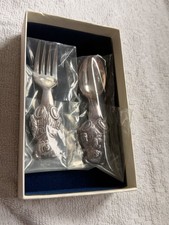 Ralph Lauren Silver plated 2 Piece Baby Set. Teddy Bear Carved. BRAND NEW. picture