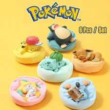 6pc Figure Set Pikachu Bulbasaur Sleep Starry Dream Series Anime Pokemon Toys picture
