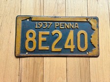 1937 Pennsylvania License Plate picture