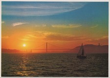 Vintage Golden Gate Bridge San Francisco CA Chrome 4x6 Autumn Sunset Postcard picture