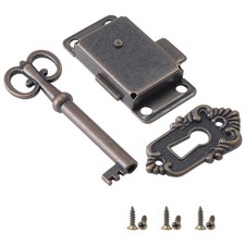 Antique Cabinet Lock - Flush Mount Case Box Lock, Furniture Decorative with Key picture