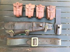 Vintage Argentine Army MAUSER M1891 model Leather Action cover LOT/pouches  - VG picture