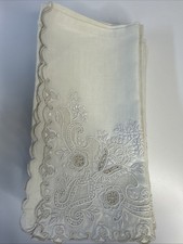 Vintage Set of 12 Linen Embroidered Napkins, Bed & Breakfast, Linens 20”x20” picture