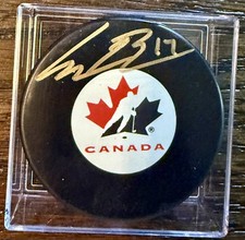 Connor Bedard #17 Autographed Canada Souvenir Puck - A J Sports COA / Blackhawks picture
