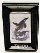 Orca Killer Whales Chrome 2022 Zippo Lighter New 48017 picture