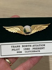 Rare Vtg Trans North Aviation Pilot Wings Pin Micro Fleet Executive Airline picture