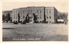 J64/ Meeker Colorado RPPC Postcard c1930s Court House Building 175 picture