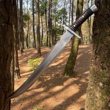 Custom Handmade Carbon Steel Blade Tactical Seax Sword - Hunting Sword | Camping picture