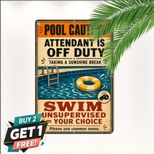 Lifeguard On Duty Swim Warning Metal Sign Swimming Safety Wall Plaque 8x12 picture