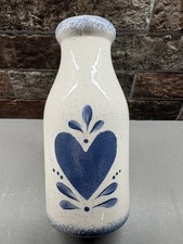 Vintage Blue Heart Ceramic Milk Jug Vase 1980s, CottageCore, Country, Bud Vase picture