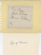 George Burns & Gracie Allen- Signed Index Card & Vintage Page w/Photo picture