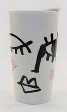 2014 STARBUCKS COFFEE Winking Eye Siren Ceramic Mug Travel Tumbler & Lid 12 oz picture