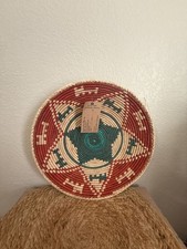Vintage Hand Woven Coiled Sea Grass Tribal African Basket Wall Art Animals 14” picture