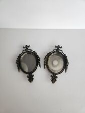 Set 2 Mirror Italy Antique Petit Brass Metal Victorian Wall Decor Frames Cottage picture