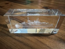 3D Laser-Etched Crystal Glass Paperweight USS ARIZONA (BB 39) picture