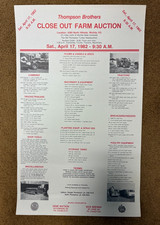 Vintage 1982 Thompson Brothers Close Out Farm Auction Poster 23x14 Pair of 2 picture