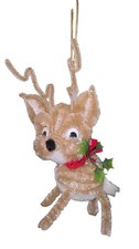 Vintage 1950s Chenille Reindeer Christmas Ornament 9