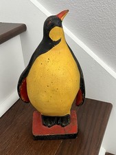 RARE ANTIQUE OLD VINTAGE CAST IRON PENGUIN DOORSTOP STATUE picture