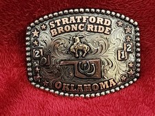 Bronc Riding Rodeo Championship Trophy Buckle☆Stratford Oklahoma☆2012☆Rare☆196 picture