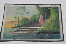 Vintage Lord Krishna and Radha Painting: Hand-Painted Hindu Art Collectible picture
