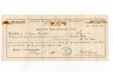 1868 Tax Receipt Worcester MA Retail Dealer Main St Civil War Gen Sprague Signed picture