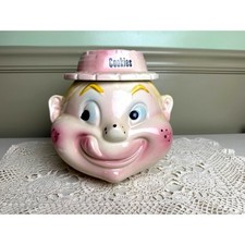 Vintage 1950s Kitsch Cardinal USA Freckle Face Boy Cookie Jar Pink Hat 8