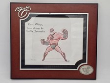 Disney Pixar Mr Incredible Framed Sketch Art Signed Inscribed - Original Drawing picture