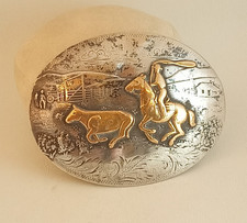 Vintage Irvine Jachens belt buckle Comstock silver cowboy cowgirl roping picture