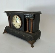 Antique Gilbert Adamantine Mantel Clock with Columns 1800’s Working picture