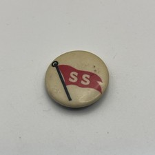 Vintage 1910s Socialist Party Pinback Button Red Flag SS Pennant Back Paper NY picture