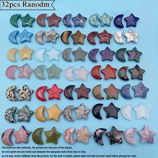 32Pcs Natural Crystal Agate Star Moon pendant  DIY Jewelry Making accessories picture